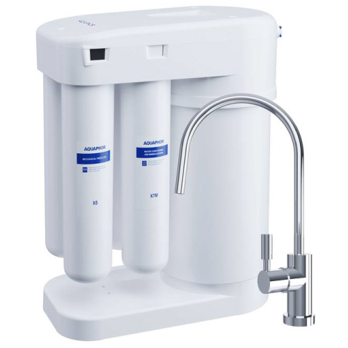 Filtre sous évier Aquaphor - Système de filtration d'eau à charbon actif -  3 étapes - 2 l/min - Avec robinet