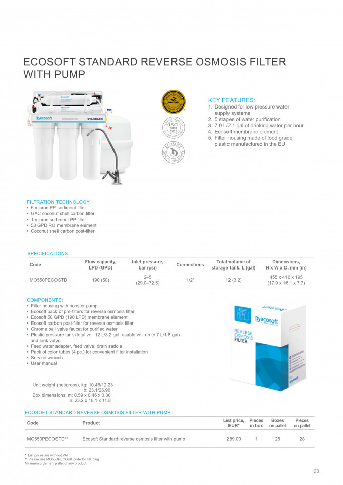 Le filtre eau (5 étapes) PURIFINA OS04 – BioOsmosis