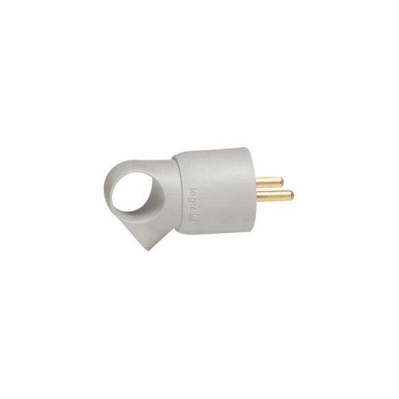 Fiche plastique 2P+T 16A à anneau - gris