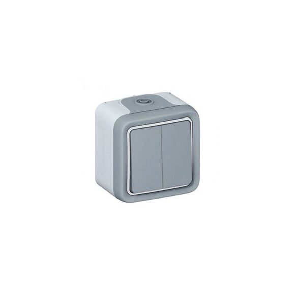 LEGRAND Plexo Interrupteur double va et vient étanche complet gris IP55 - 069715