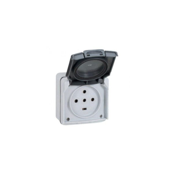 LEGRAND Plexo Prise tétrapolaire 3P+N+T étanche 20A complet gris IP55 - 091657