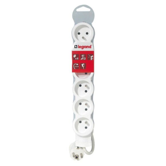 Rallonge multiprise 6 prises de courant 2P+T 16A 230V avec cordon 1,5m - 050061