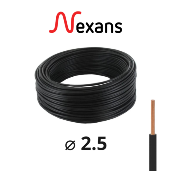 Cable U500V 2.5 Rigide Nexans - Noir